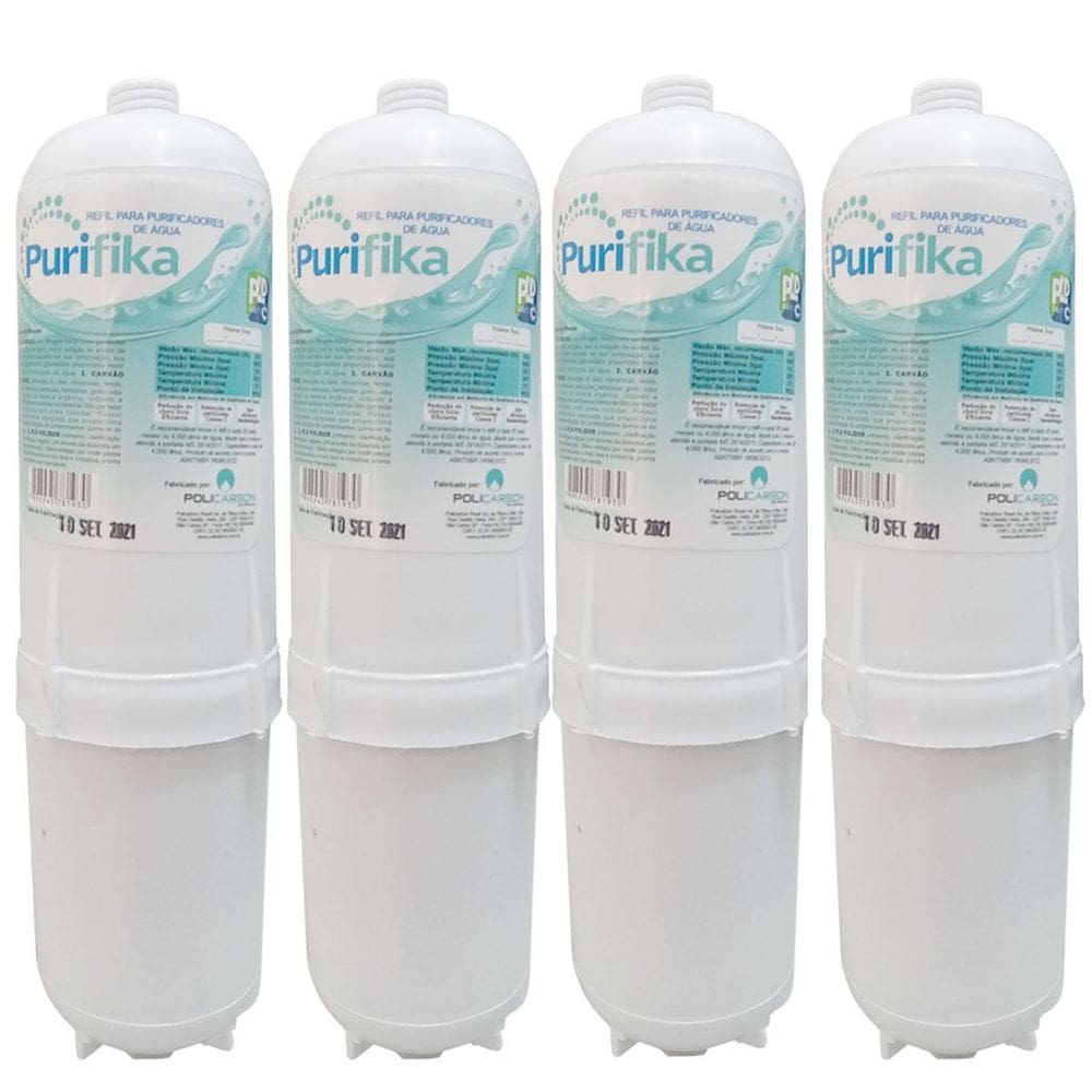 Kit 4 Refil Filtro Purificador Água Compatível Soft Everest