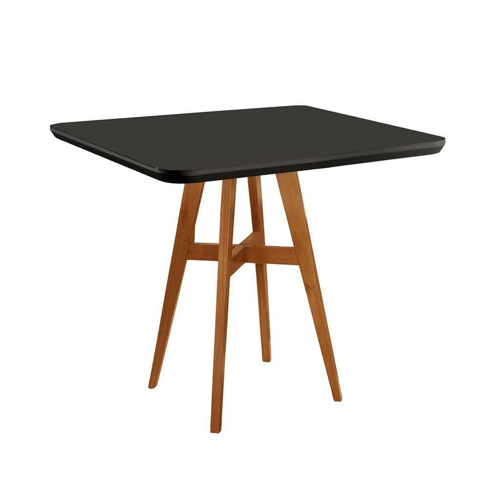 Mesa De Jantar Atenas Madeira Maciça 90x90cm Tampo Quadrado Vidro Móveis Minas Cor Preto