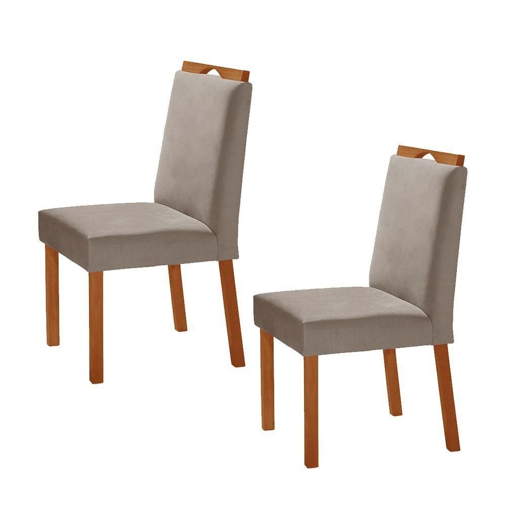 Kit 2 Cadeiras Lis Com Puxador Móveis Minas Cor Veludo Cinza