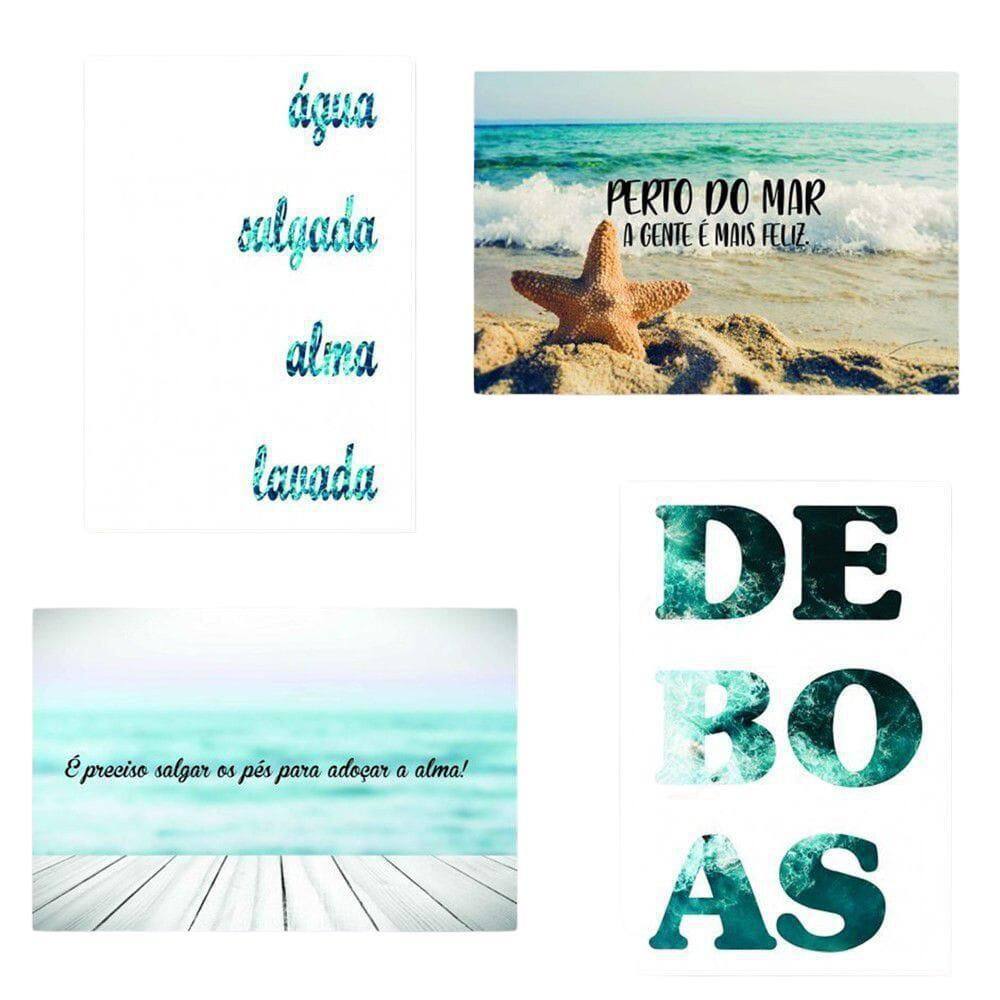 Kit 4 Placas Decorativas 20 X 30 Cm - Coleção Mar 2