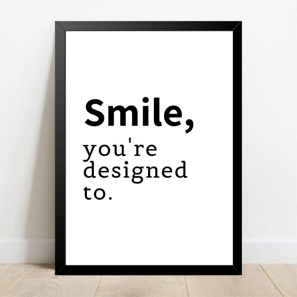 Quadro Decorativo Smile - Moldura Preta E Vidro A4