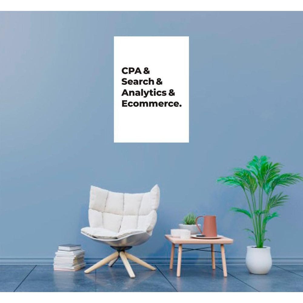 Placa Decorativa Branco CPA & Search & Analytics & Ecommerce