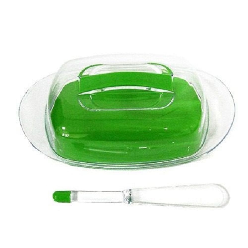 Manteigueira com espatula Transparente Cor Verde