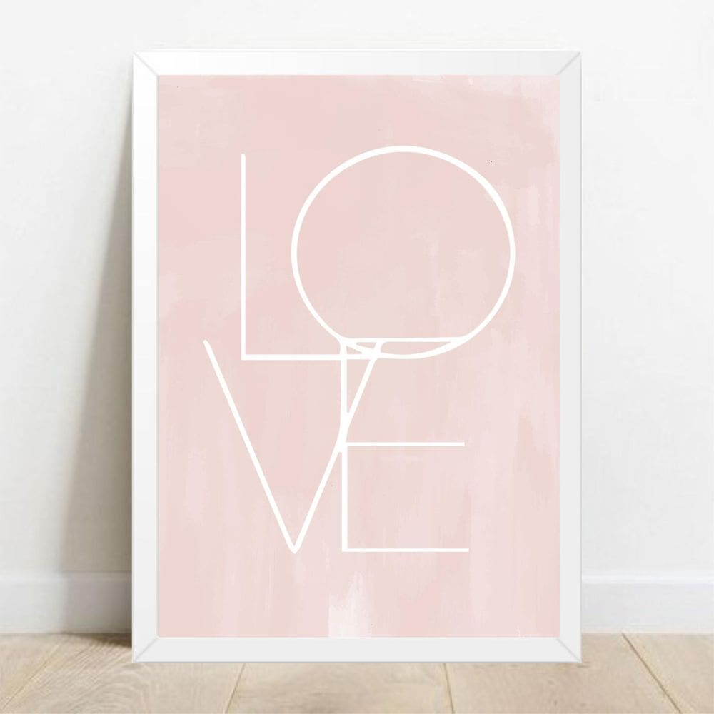 Quadro Decorativo Love - Moldura Branca E Vidro A4