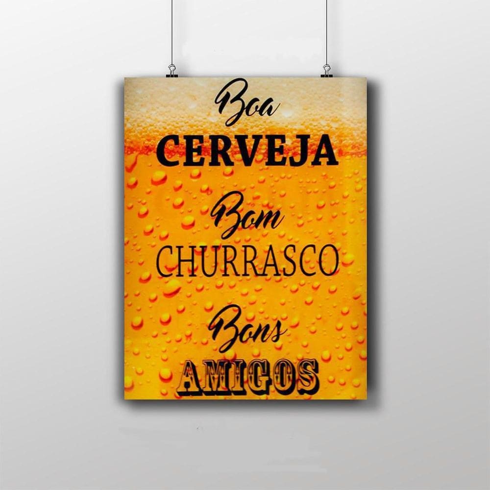Placa Decorativa Cerveja Bom Churrasco Bons Amigos 20X30Cm