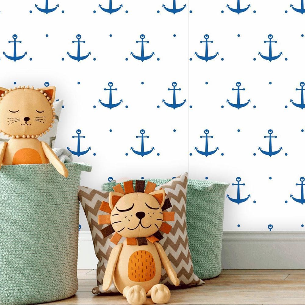 Papel De Parede Infantil Baby Adesivo Ancora Azul 3M