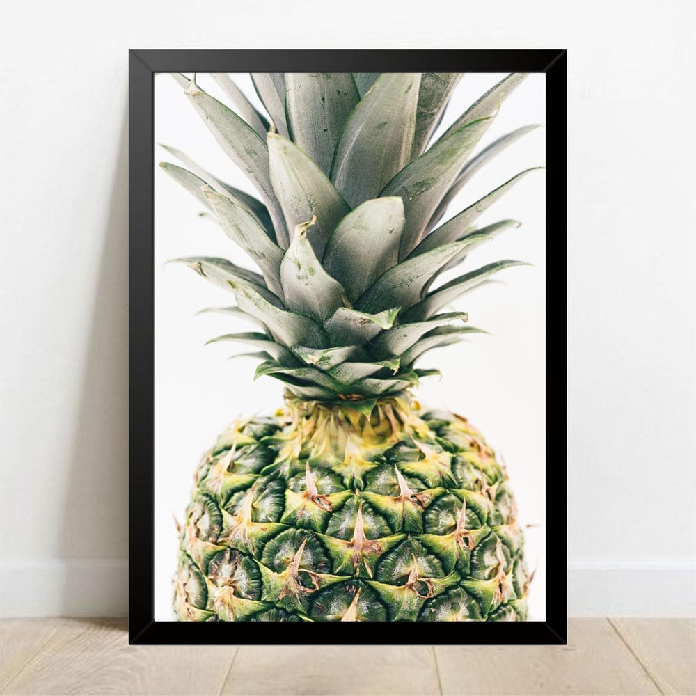 Quadro Decorativo Abacaxi - Moldura Preta E Vidro A4