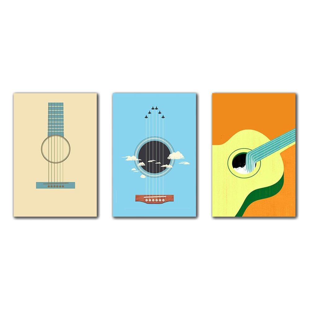 Kit 3 Placas Decorativas Quadros Música 3 Peças Mdf