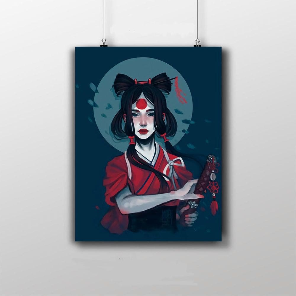 Placa Decorativa Gueixa Estética Desenho 20X30Cm