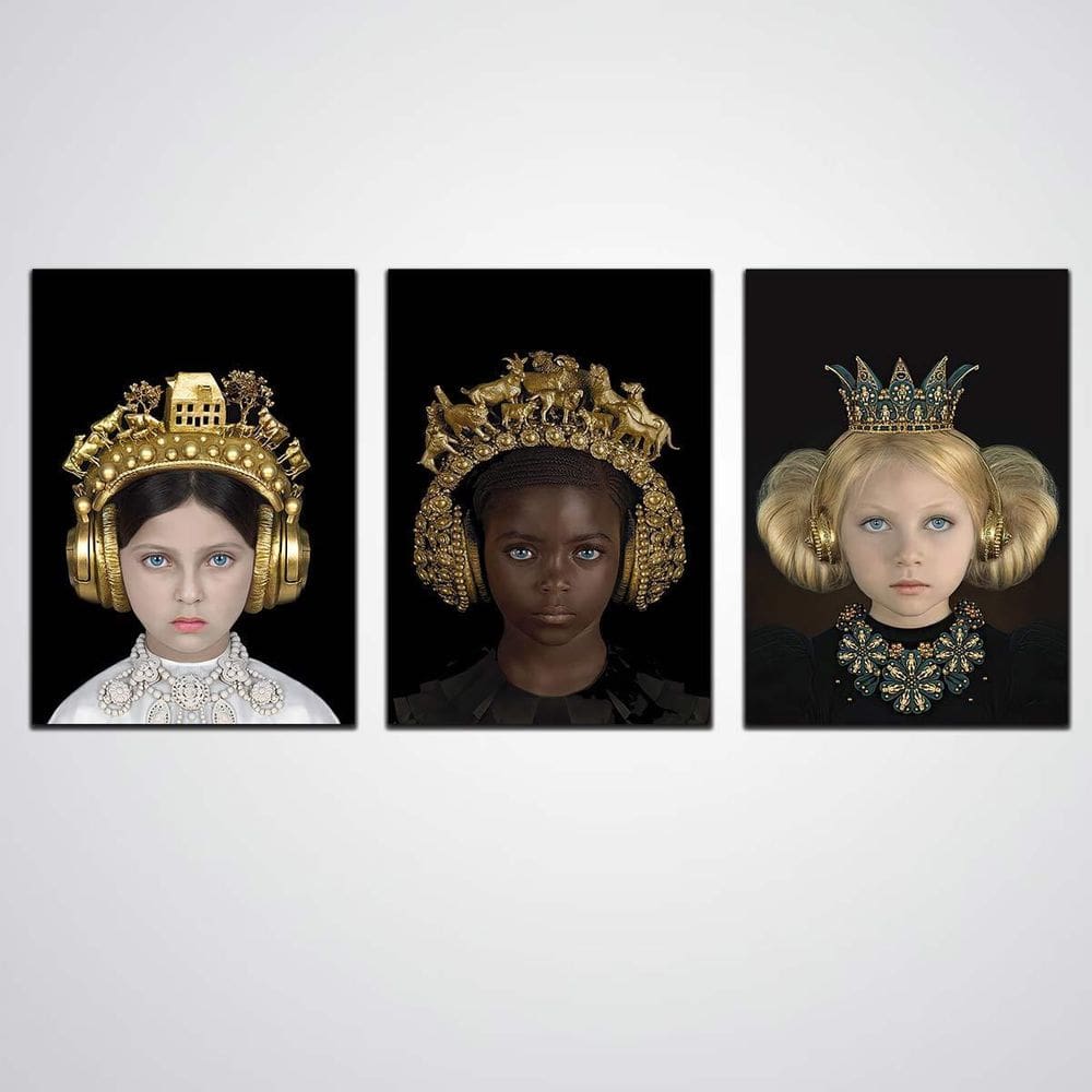 Quadros Decorativos 3 Peças Meninas Princesas