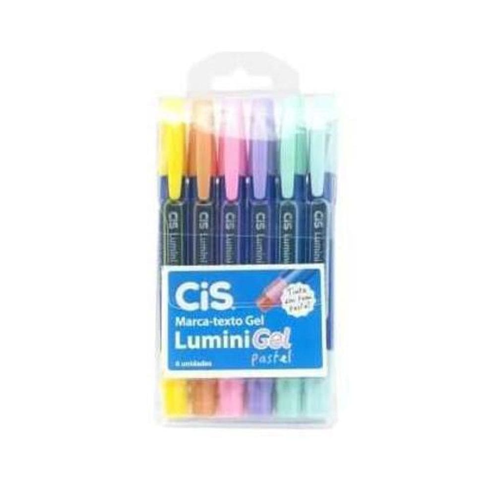 Caneta Marca Texto Cis Lumini Gel Pastel 6 Cores