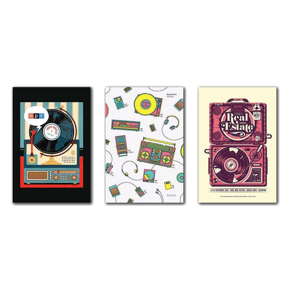 Kit 3 Placas Decorativas Decoração De Música Mdf