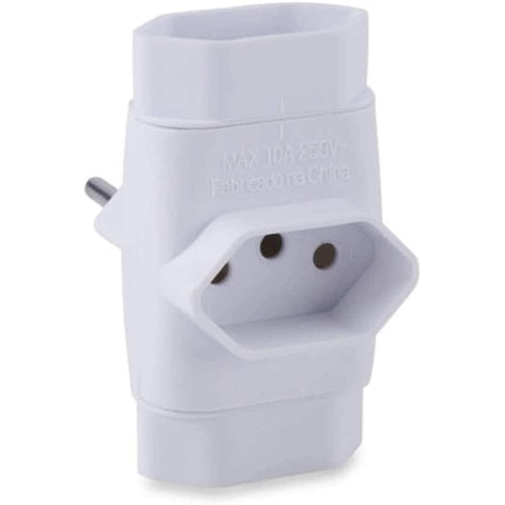 Adaptador Para Tomada Pino Multiplicador Tripolar Branco