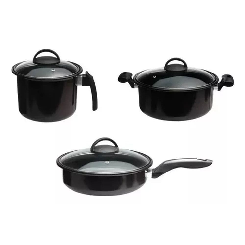 Jogo De Panelas 3 Peças Indução Cooktop Lenha E Gás