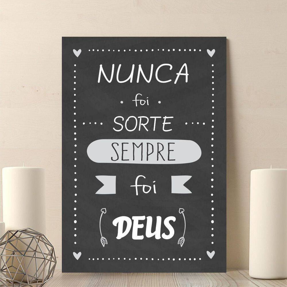 Placa Decorativa Nunca Foi Sorte 20X30Cm
