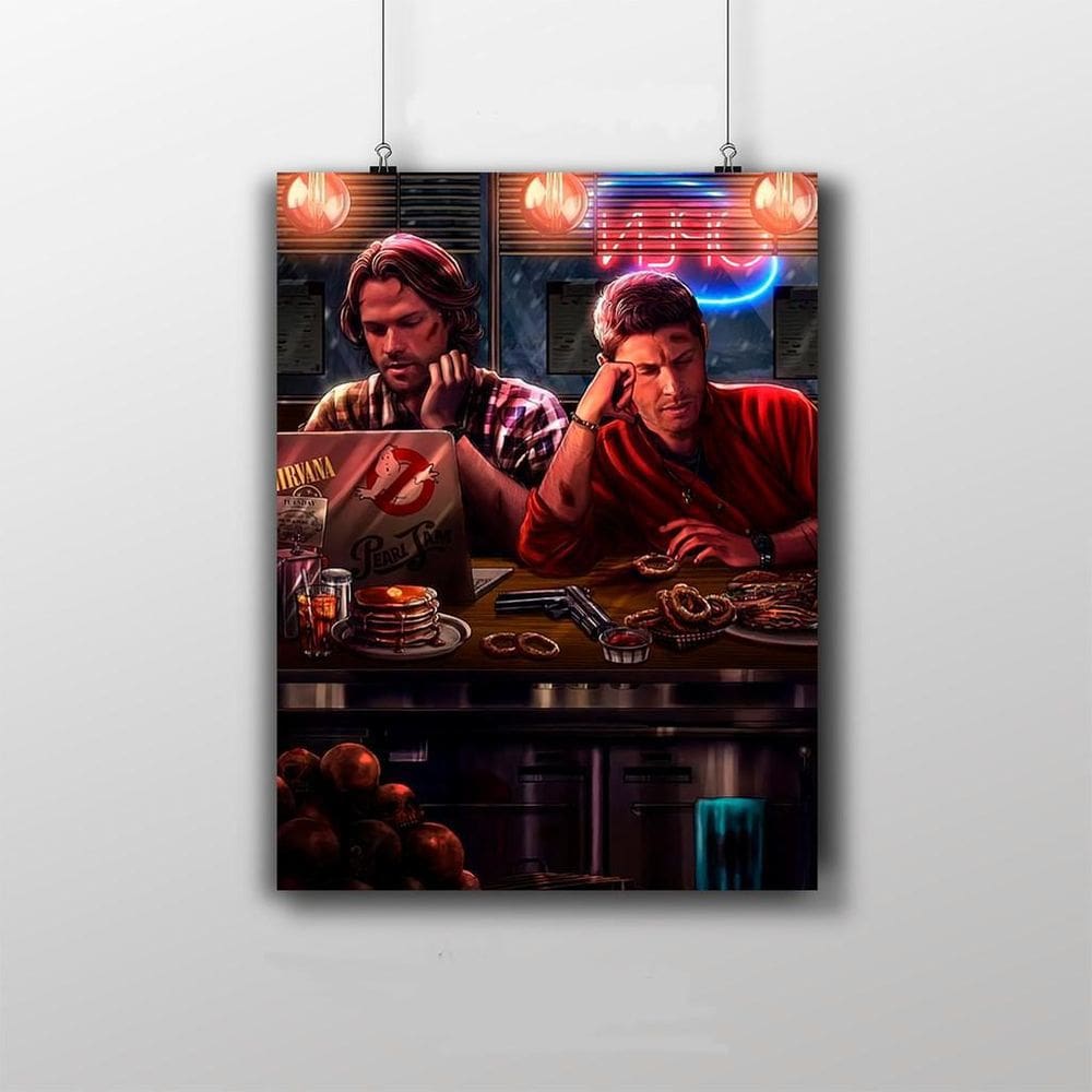 Placa Decorativa Dean E Sam - Supernatural Wallpaper