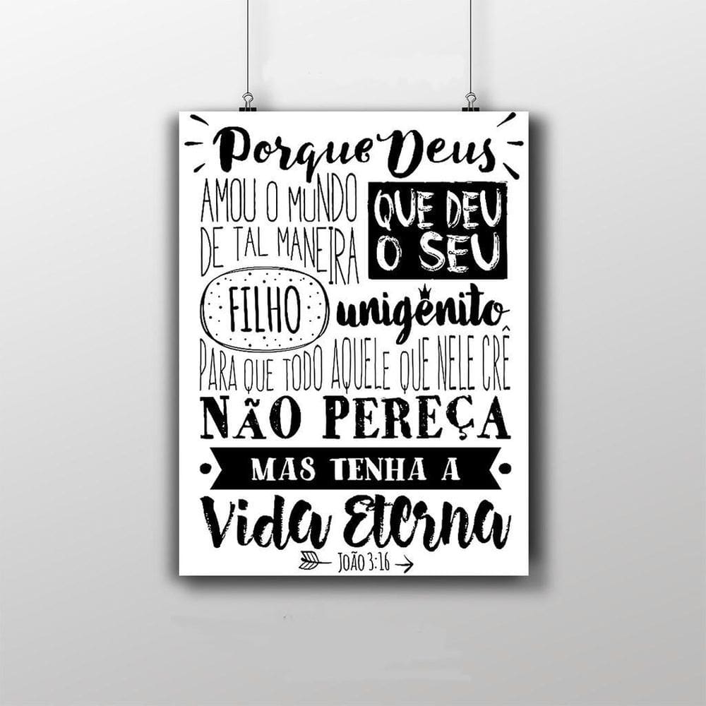 Placa Decorativa Frase Bíblia 20X30Cm João 3:16