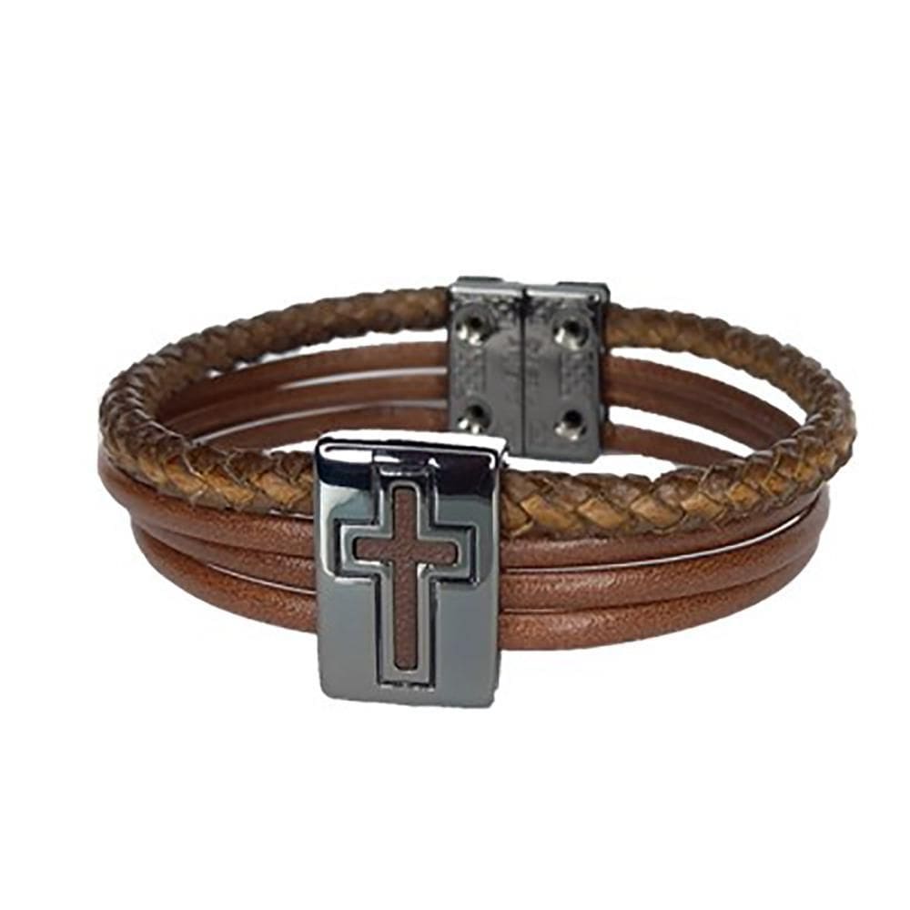 Pulseira Armazem Rr Bijoux Couro Marrom Com Cruz