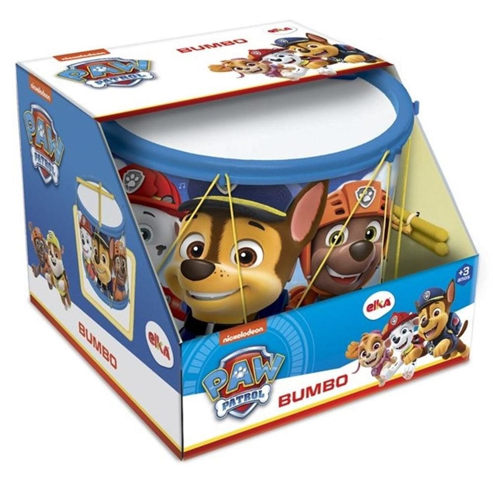 Bumbo Patrulha Canina c/ 2 Baquetas - Elka Brinquedos