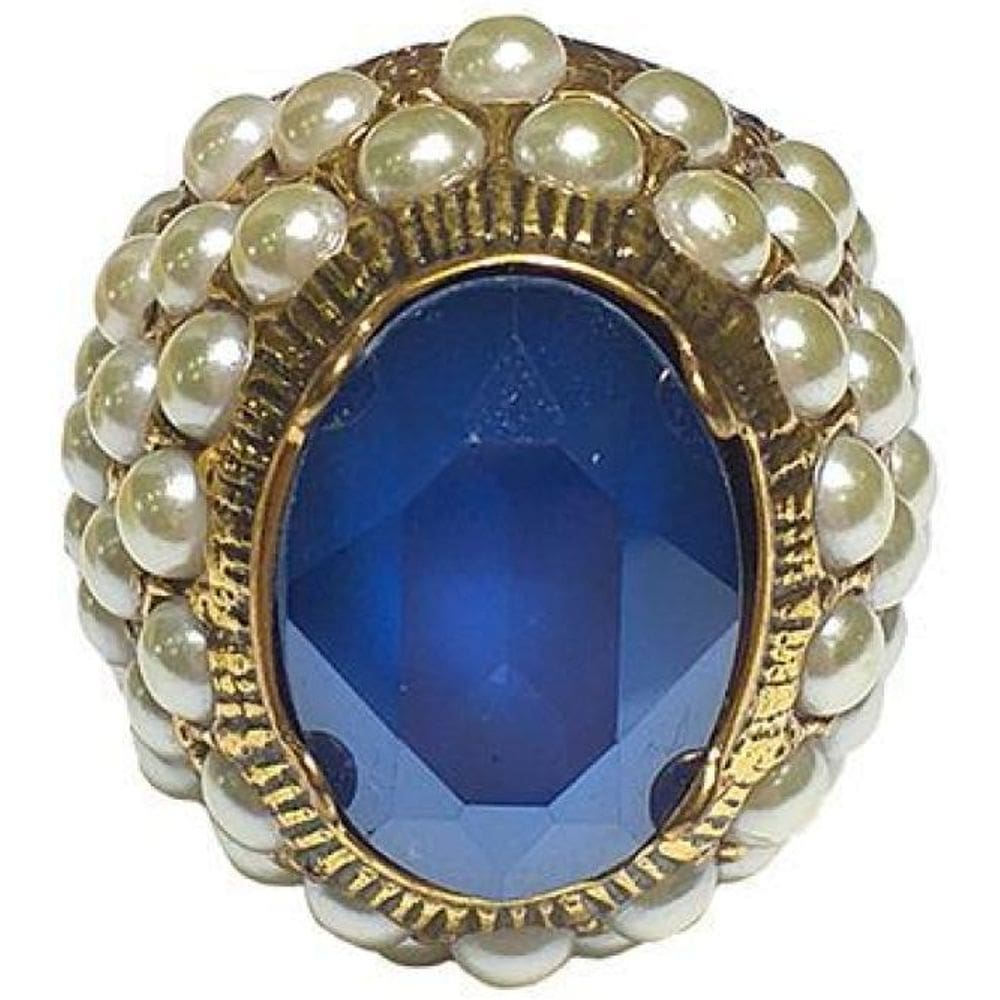 Anel Armazem Rr Bijoux Pérolas E Cristal Swarovski Azul