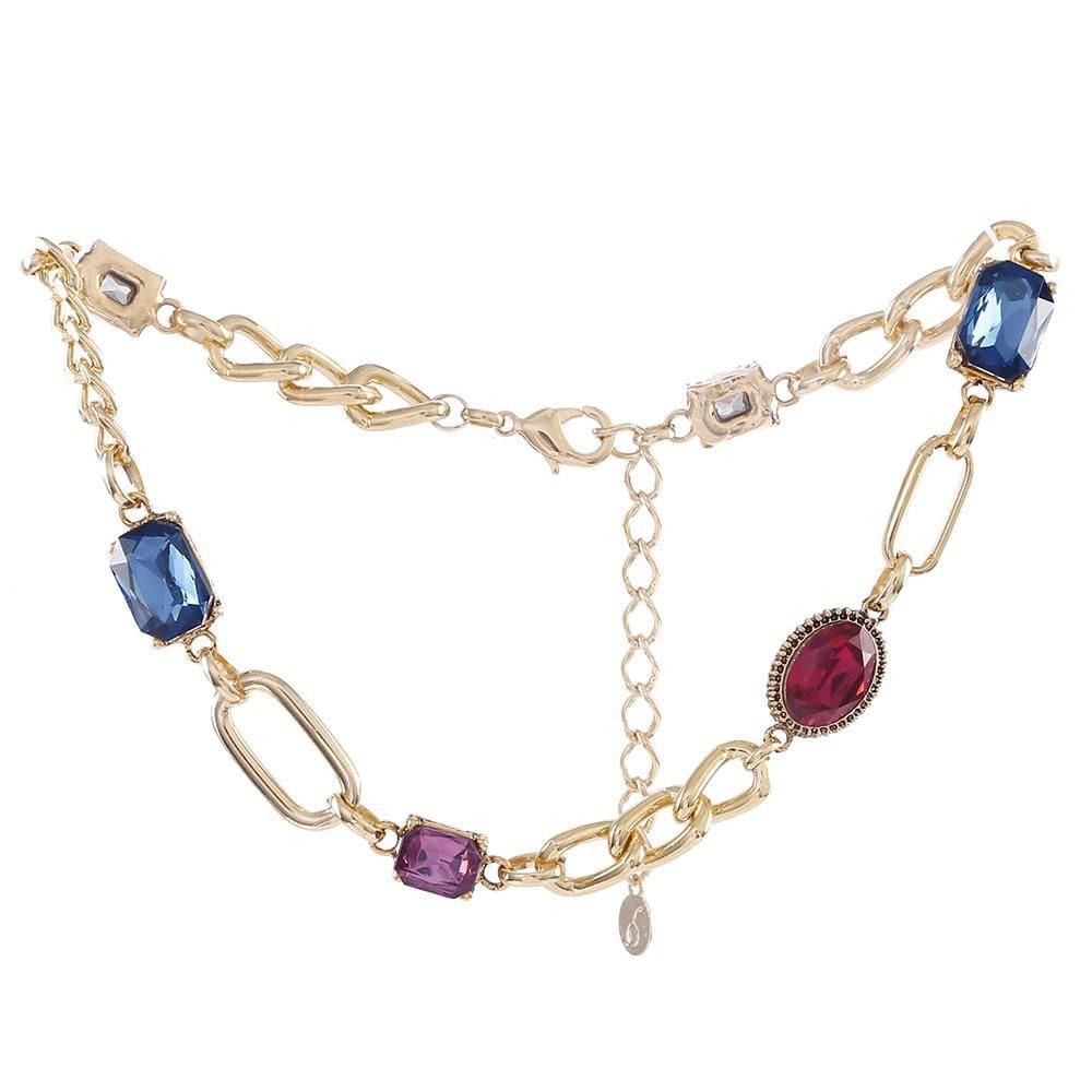 Colar Choker Armazem Rr Bijoux Corrente Cristais Coloridos