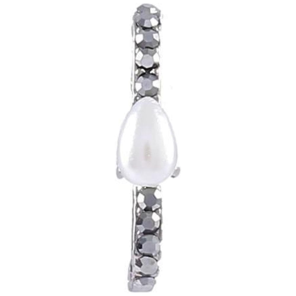Brinco Armazem RR Bijoux Perola e Cristais Grafite 2cm