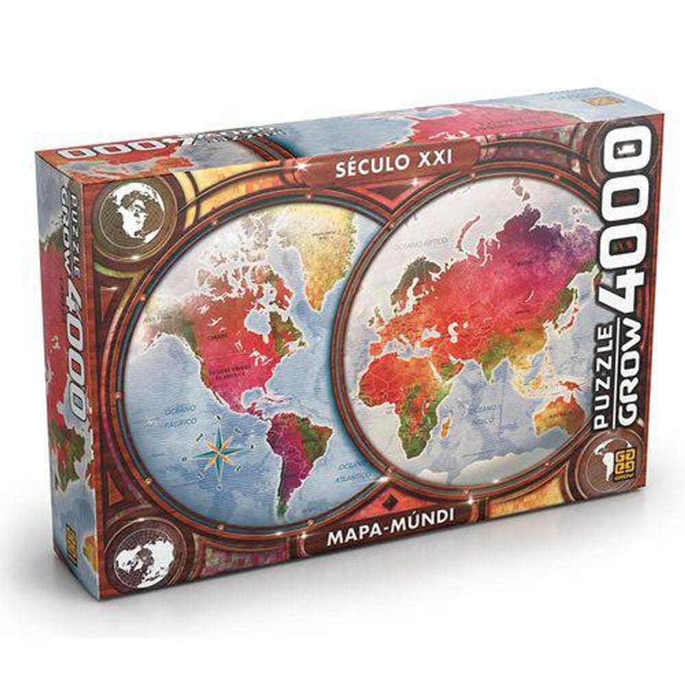 Quebra Cabeça com 4.000 peças. Mapa-Mundi - Grow