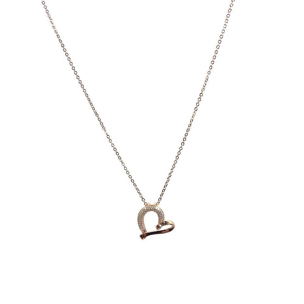 Colar Armazem Rr Bijoux Coração Torcido Com Cristais Rose