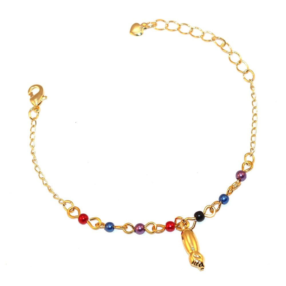 Pulseira Figa Da Alegria Colorida Folheado Ouro 18k