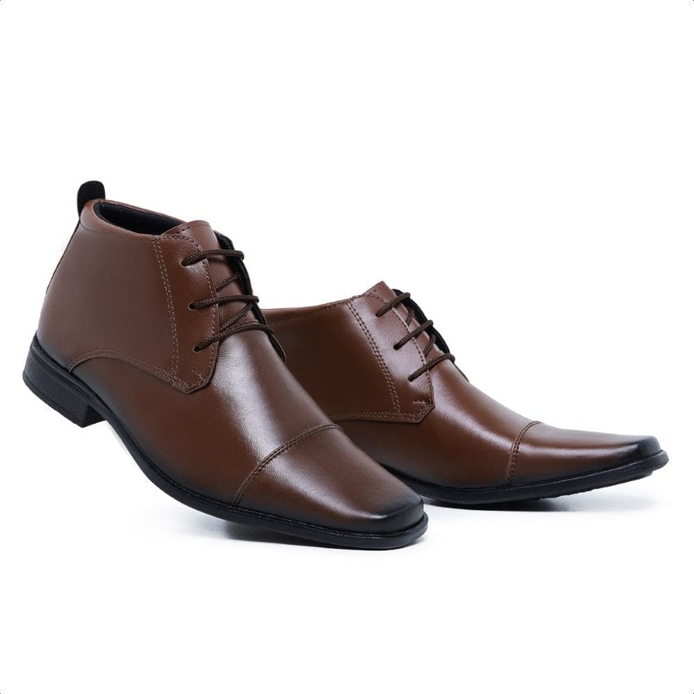 Bota Social Masculina Palmilha EVA Macia Cano Curto Sola de Borracha Confortavel Bico Quadrado