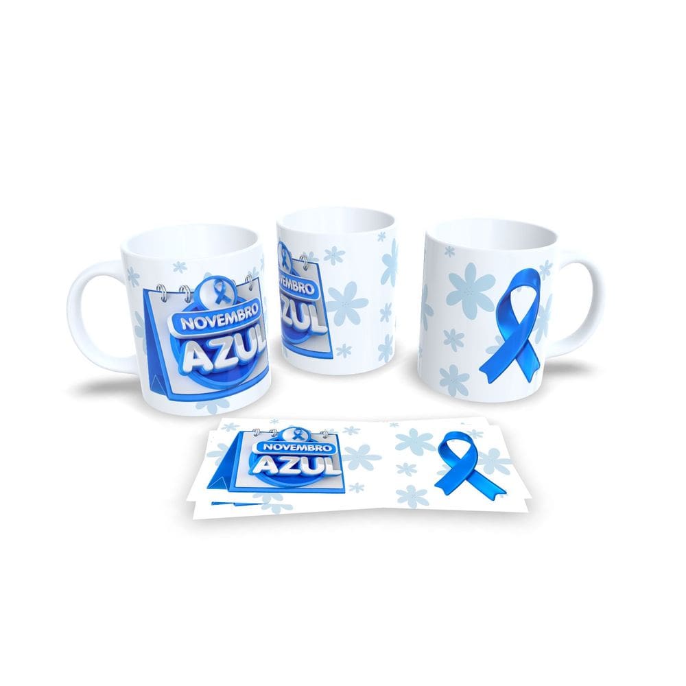 Canecas Branca de Porcelana Personalizadas Novembro Azul