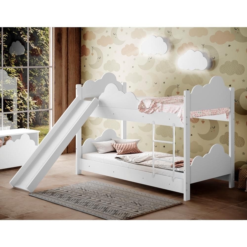 Beliche Ayla Branco com Escorregador e 2 Luminárias Sonhos de Luz