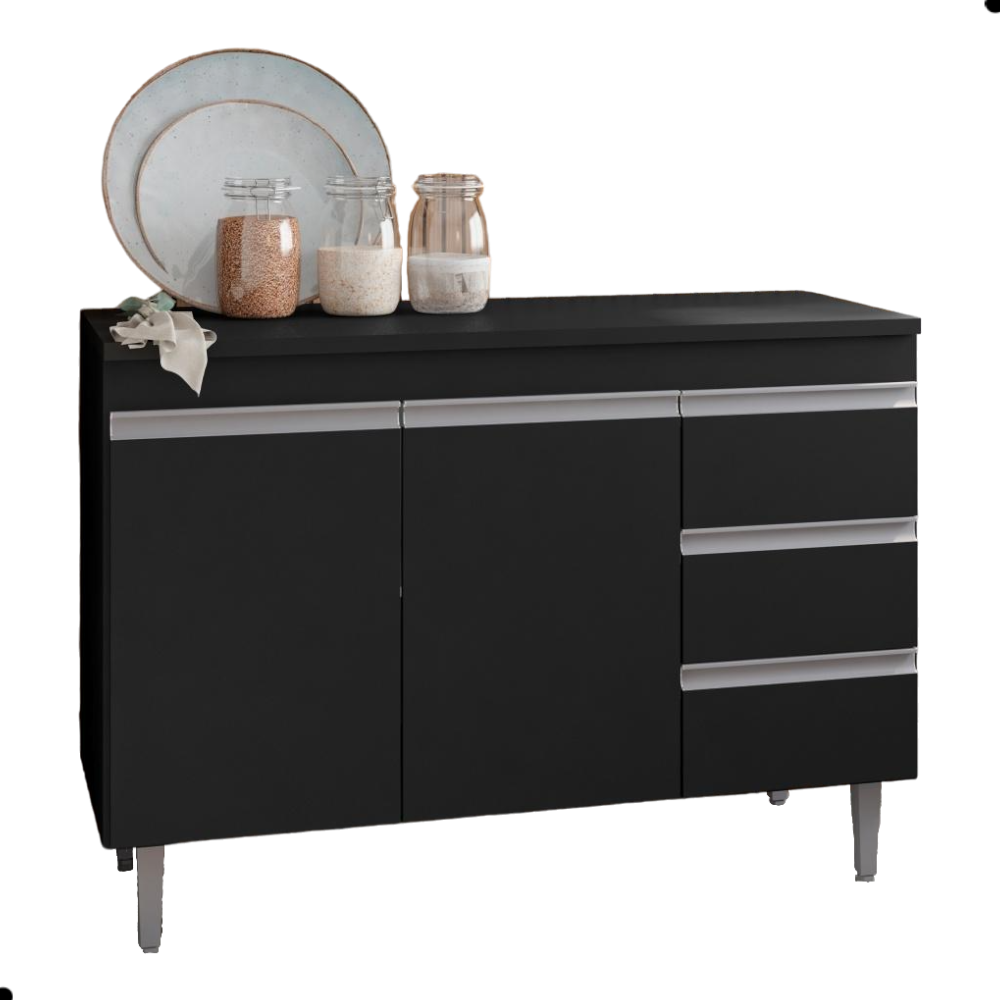 Bancada Tamires 1,0 Preto sem Tampo