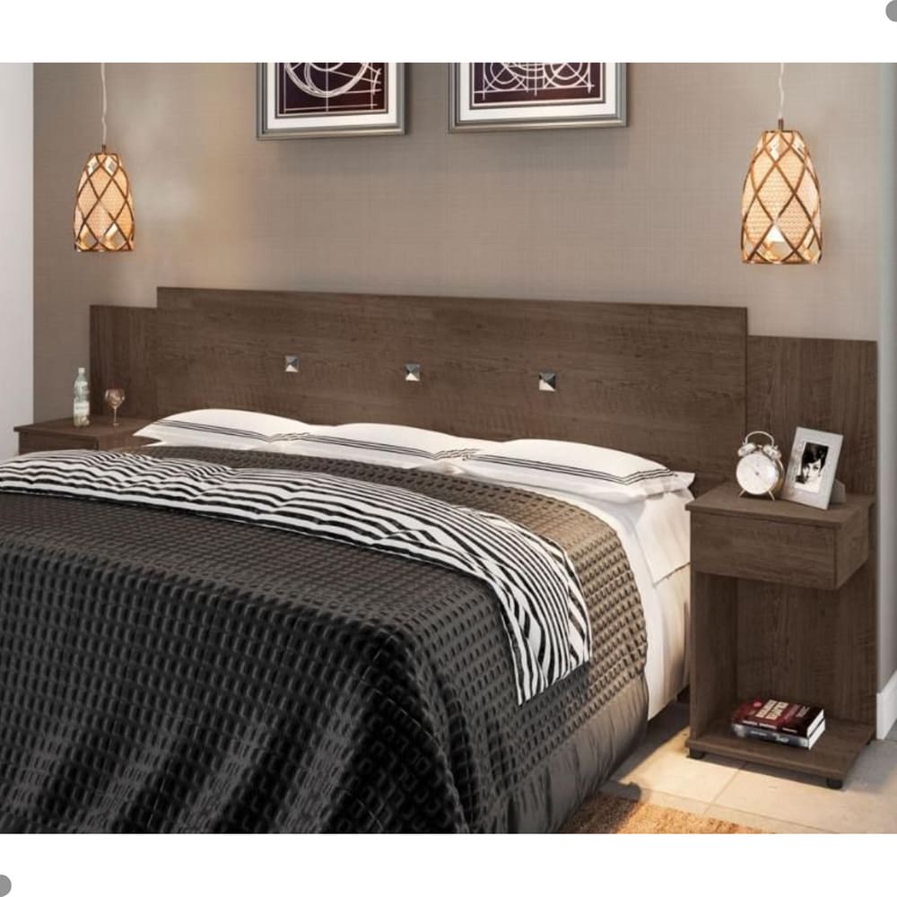 Cabeceira Box com Mesas Bruna Chocolate