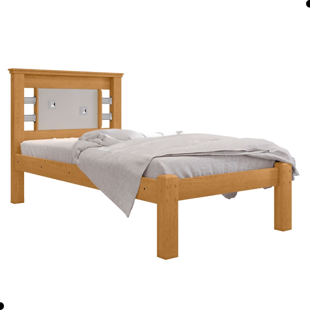 Cama de Solteiro Flex Barretos Com Colchão Naturalle Off White