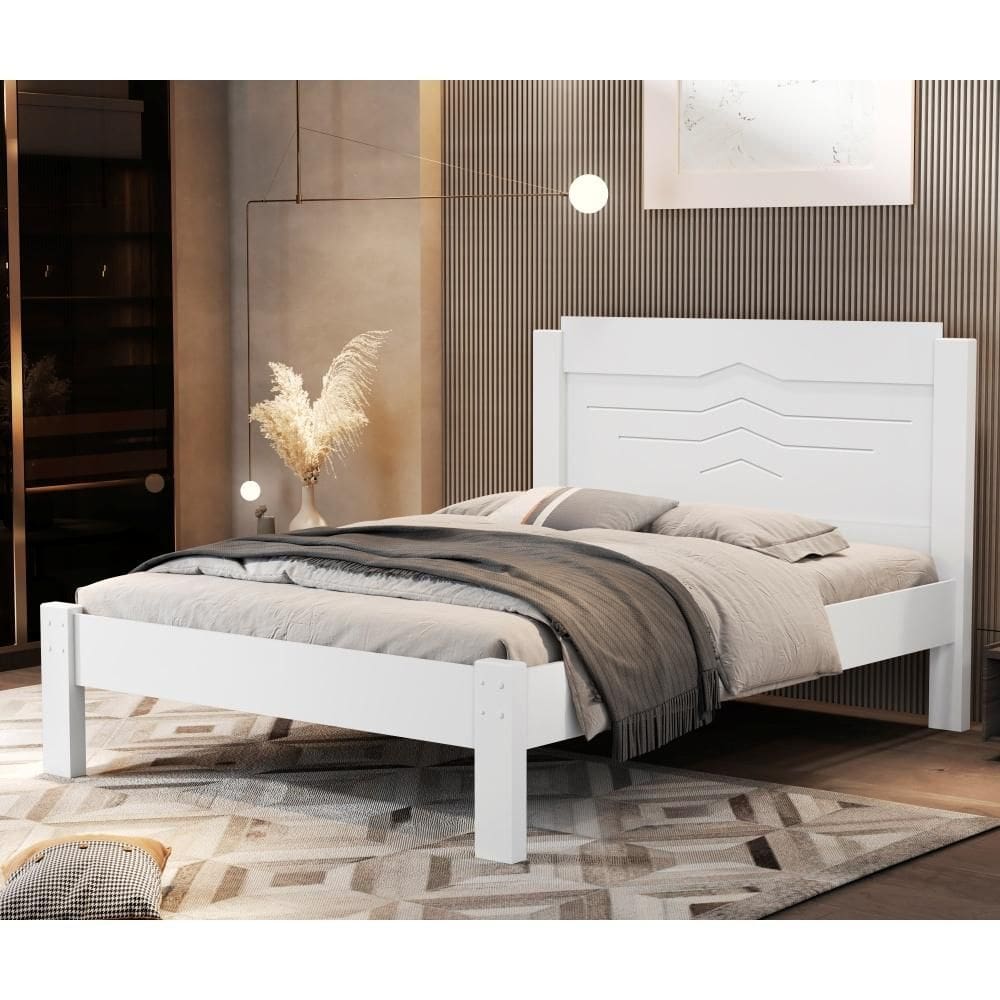 Cama Casal com Cabeceira Jade Branco