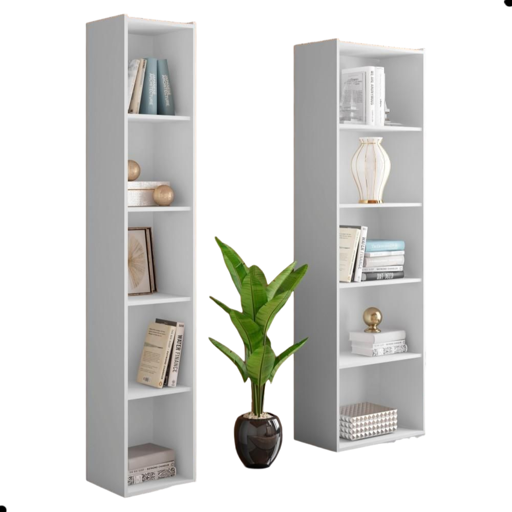 Conjunto Estante Livreiro 4 Prateleiras Julia Ruby Branco