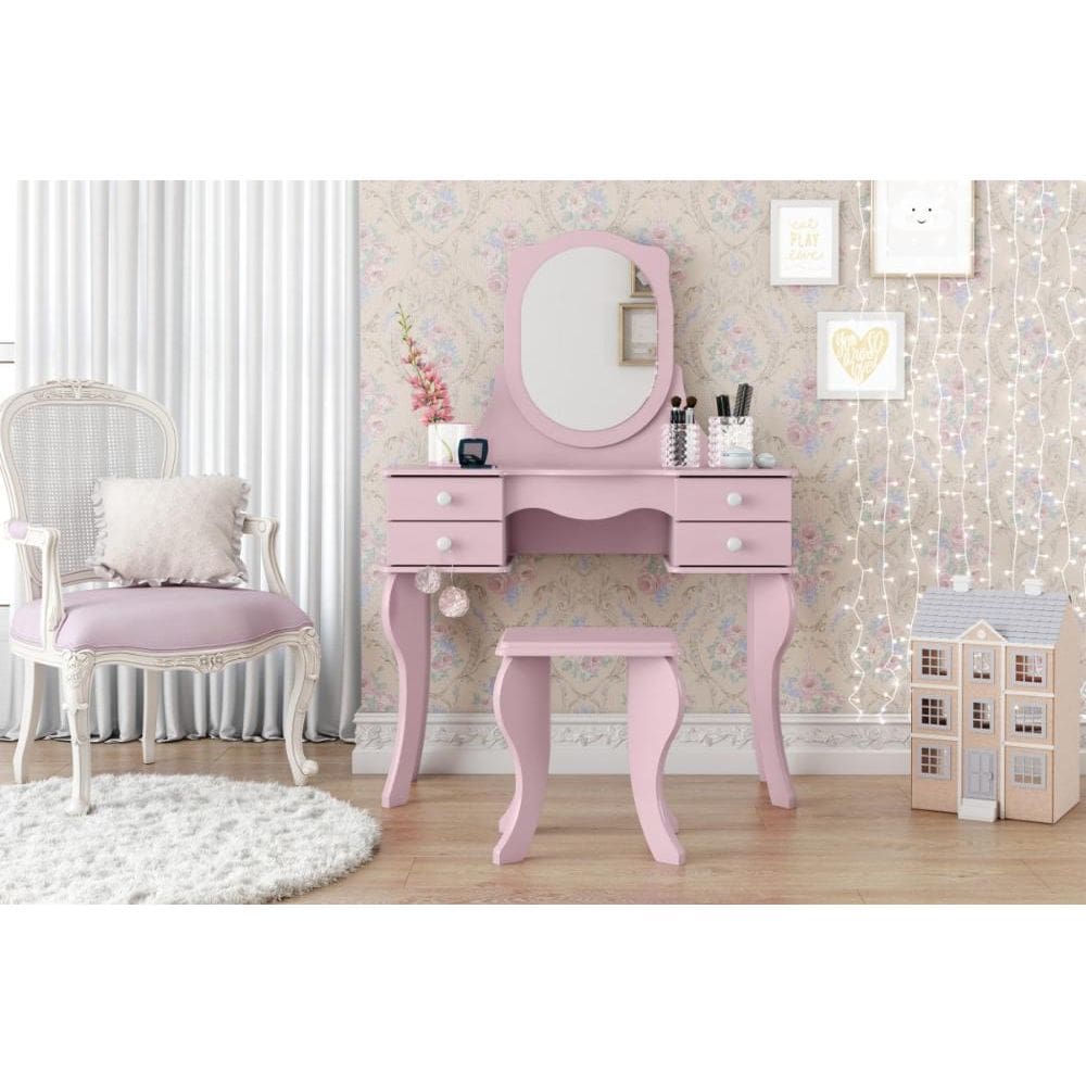 Penteadeira com Espelho Princesa Rosa