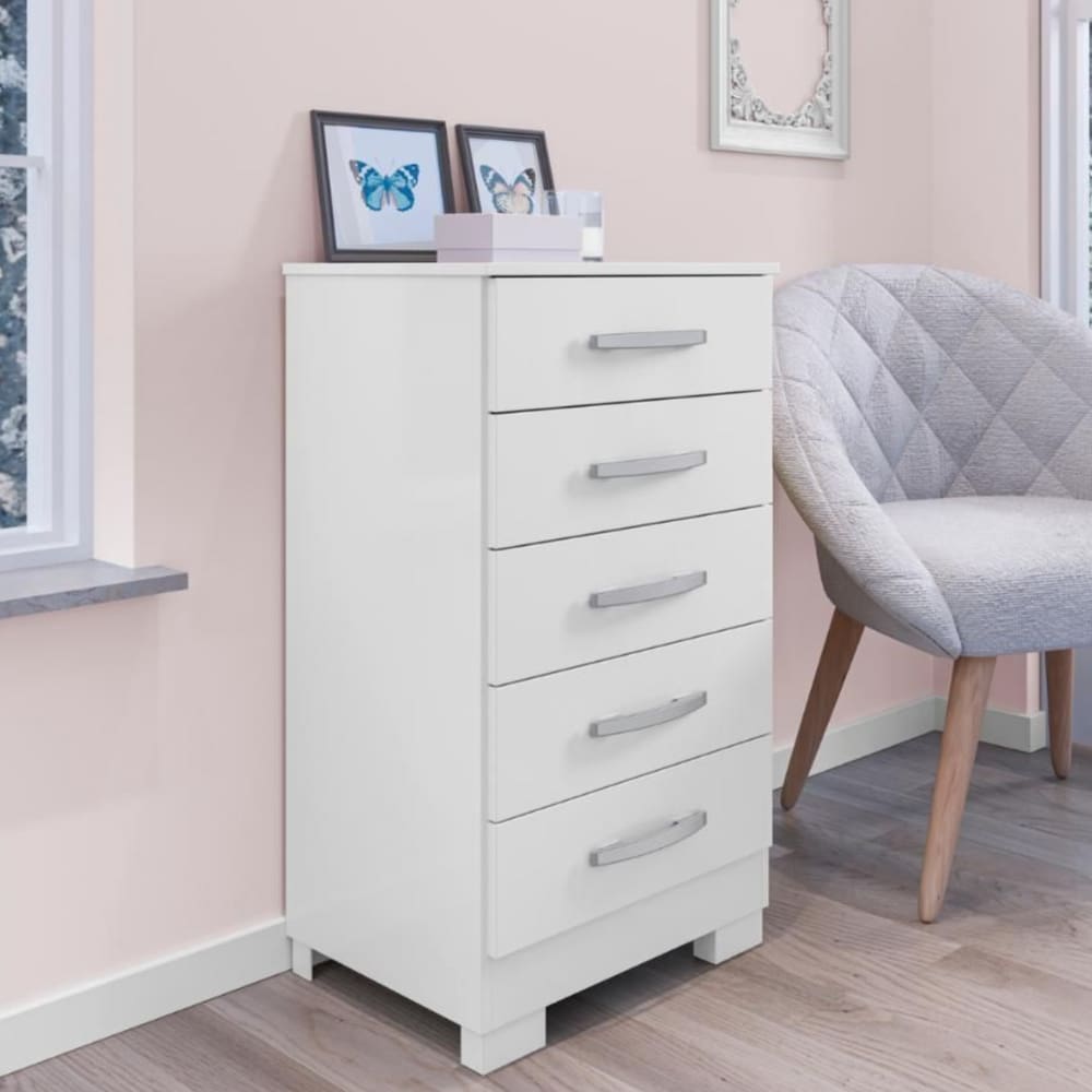 Cômoda Moderna com 5 Gavetas Areal Branco