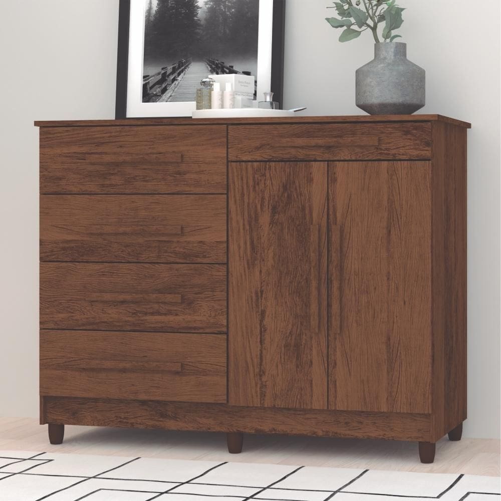 Cômoda Muskogee 5 Gavetas 2 Portas Imbuia