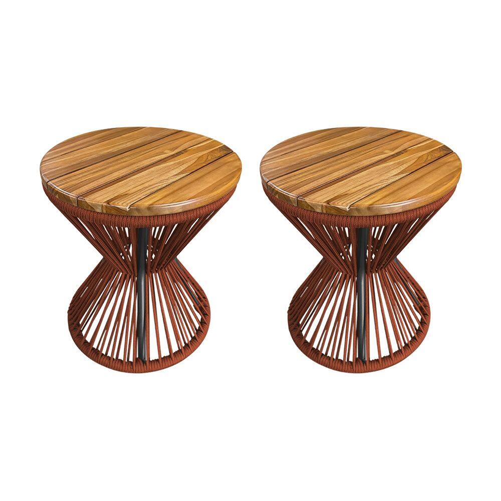Kit 2 Puffs Ampulheta Alumínio Corda Náutica Terracota