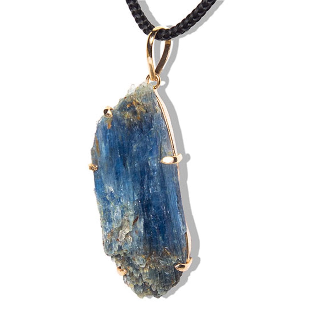 Colar Cianita Azul Natural Garra Dourado 40 a 45mm