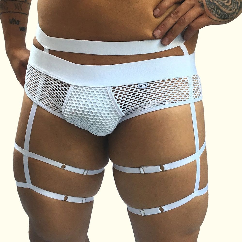 Cueca Com Cinta Liga Suplex e Arrastão Ousada Ligas Com Regulagem