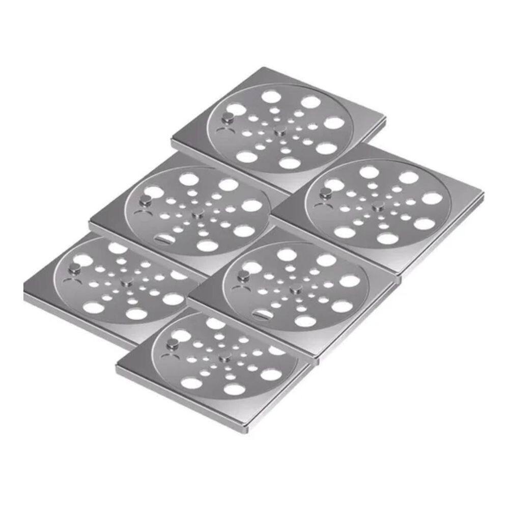 Kit 6 Un Grelha Quadrada Rotativa Inox 10Cm Central