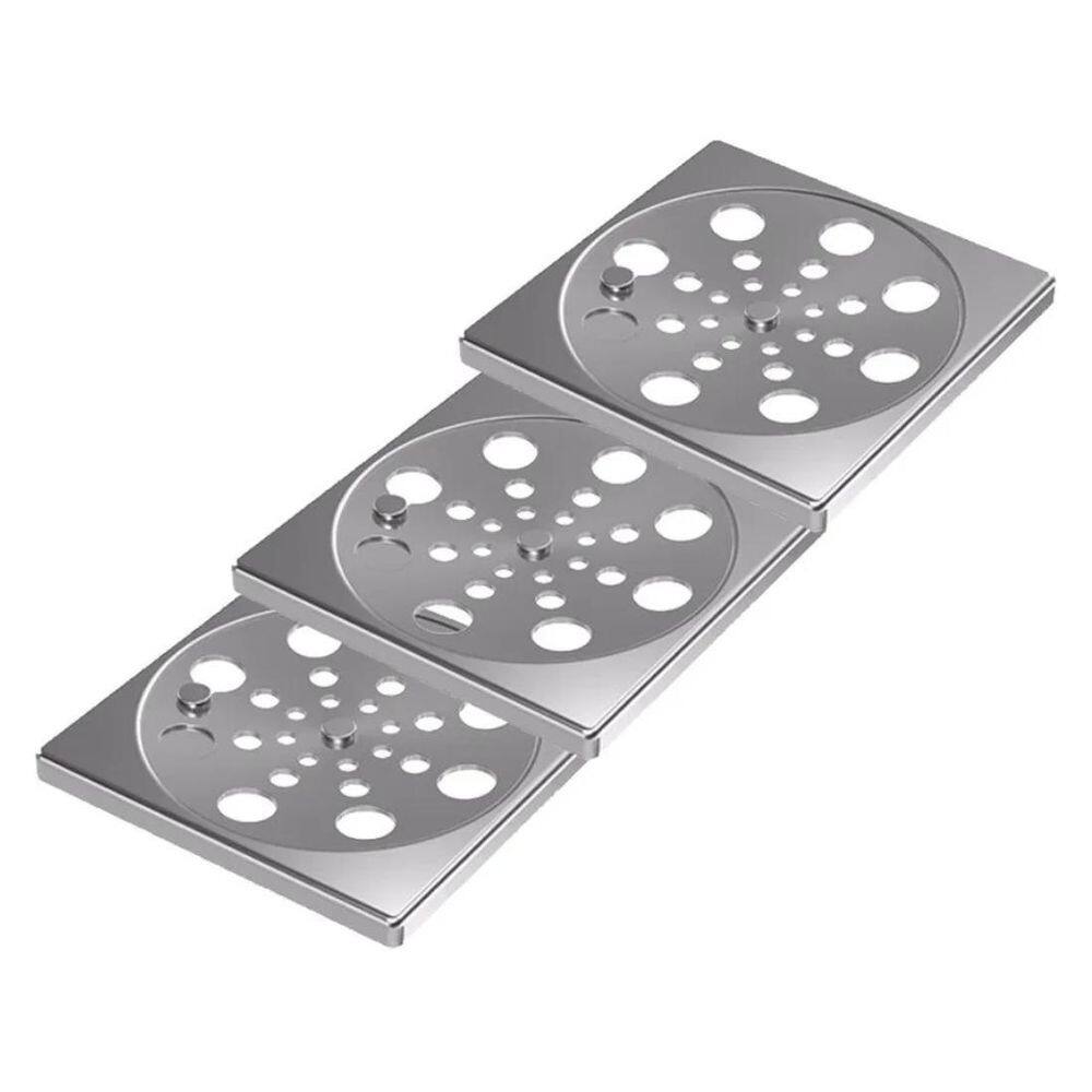 Kit 3 Un Grelha Quadrada Rotativa Inox 10Cm Central