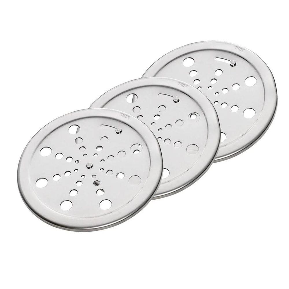 Kit 3 Un Grelha Redonda Rotativa Aço Inox 15Cm Central