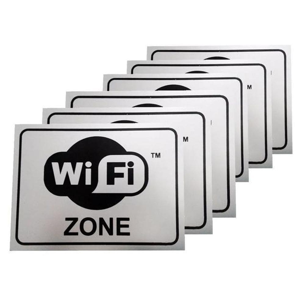 Kit Un 6 Placa Pvc Wifi Zone Auto-Adesiva Jaime