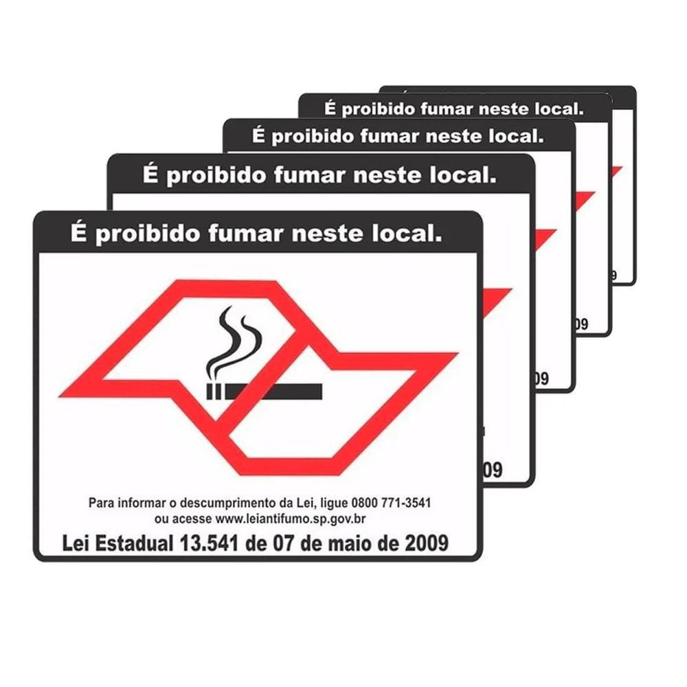 Kit Un 12 Placa Proibido Fumar Pvc Jaime