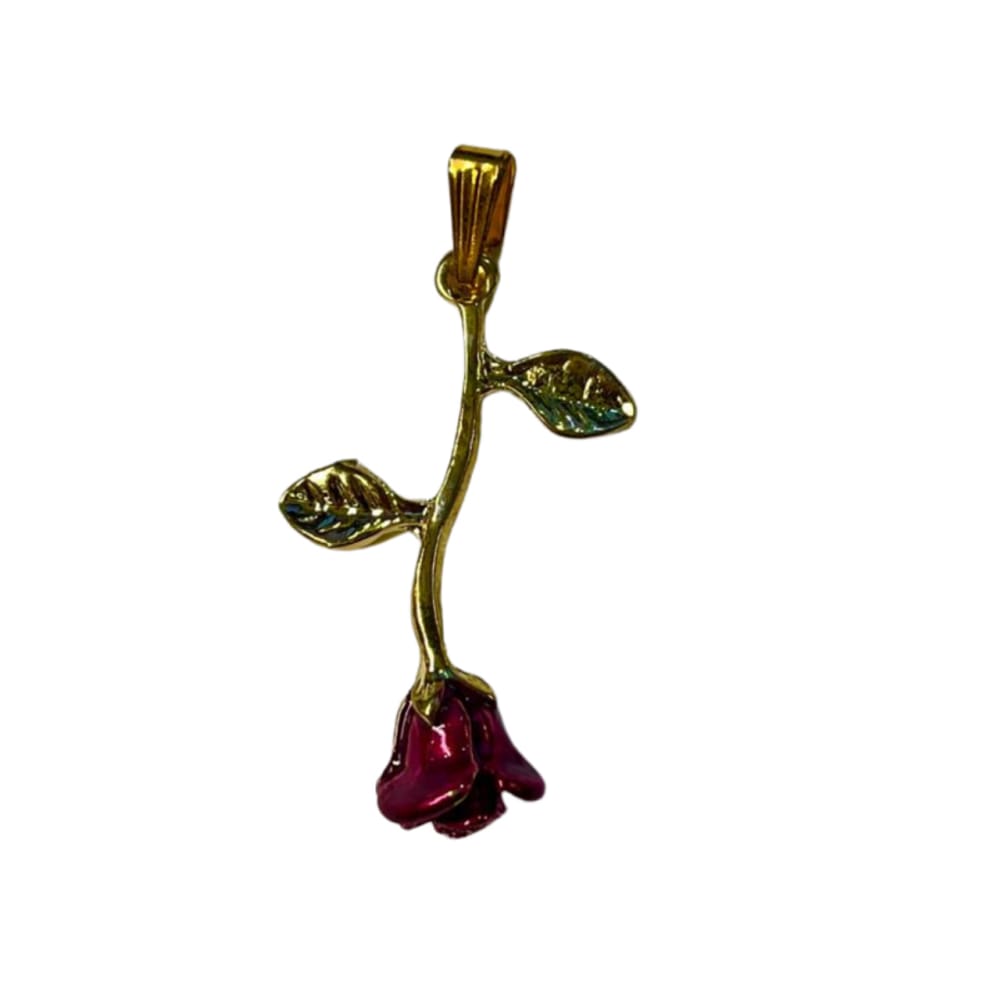 Pingente Feminino Maria Mulambo Rosa Roxa 3,5 Dourado