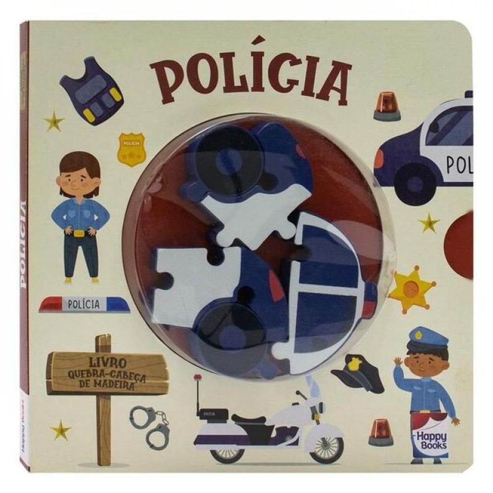 Livro Quebra-Cabeça De Madeira: Polícia